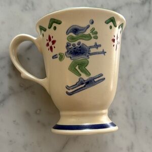 Vintage Pfaltzgraff Skiing Themed Ceramic Mug Large